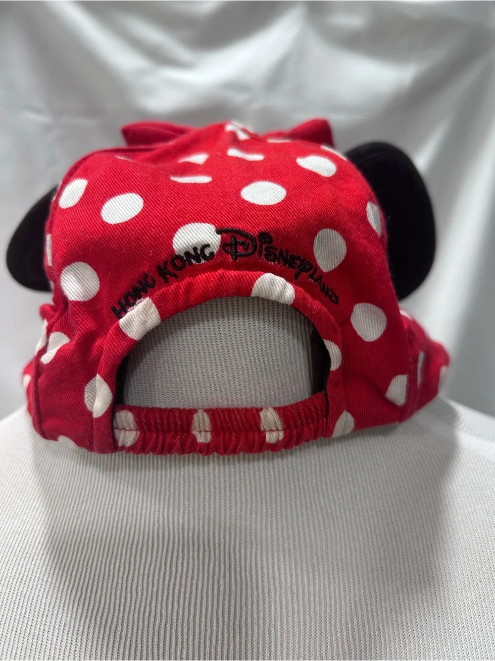 Official Hong Kong Disneyland Minnie Mouse Red Polka Dot Toddler Cap Ears Bow